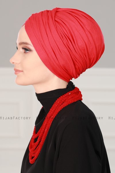 Fiona - Red Cotton Turban - Ayse Turban
