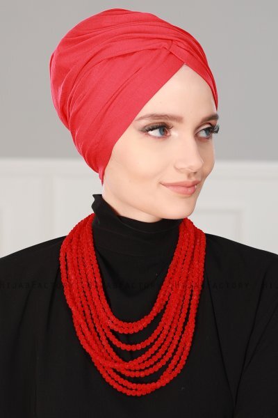Fiona - Red Cotton Turban - Ayse Turban