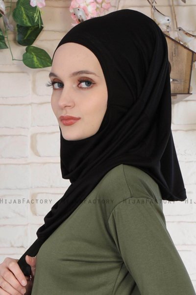 Wilda - Black Cotton Hijab