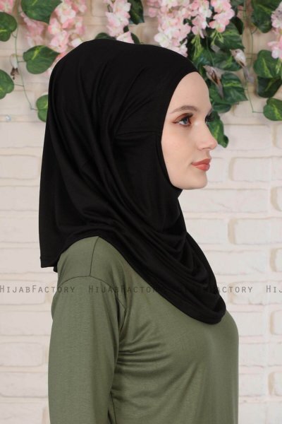 Wilda - Black Cotton Hijab