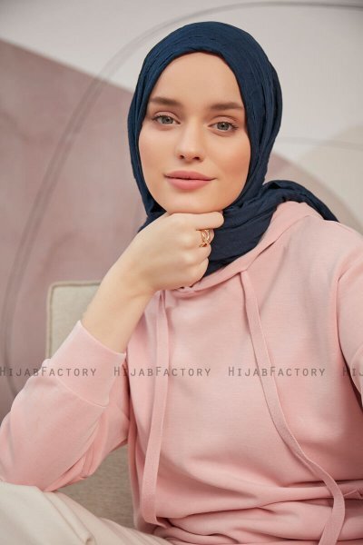Serap - Navy Blue Bamboo Crash Hijab