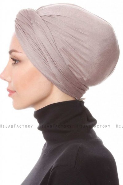 Belinay Mörk Taupe Turban Hijab Ecardin 201809c