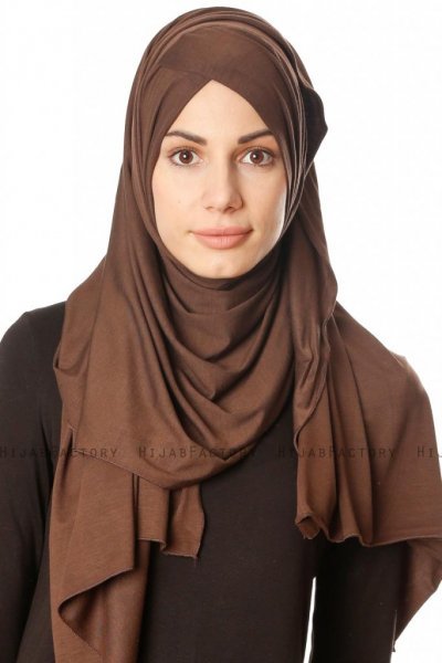Betul - Dark Brown 1X Jersey Hijab - Ecardin