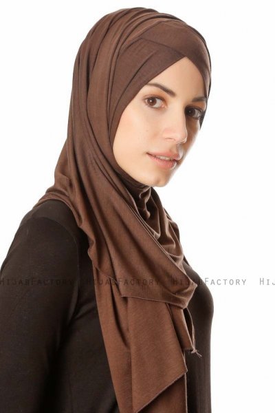 Betul - Dark Brown 1X Jersey Hijab - Ecardin