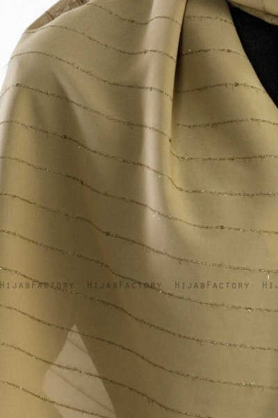 Burcu Khaki Chiffon Hijab Sjal Madame Polo 130027-5