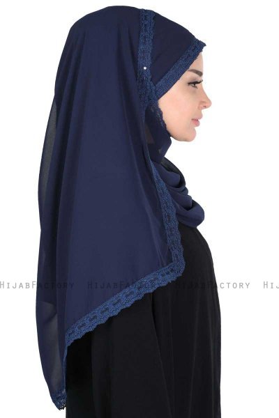 Carin - Navy Blue Practical Chiffon Hijab
