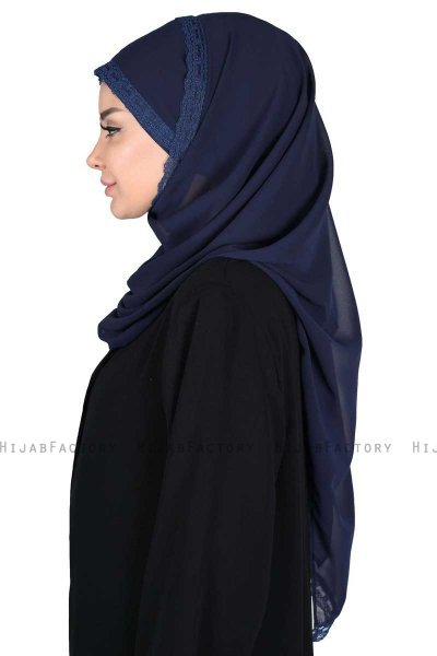 Carin - Navy Blue Practical Chiffon Hijab