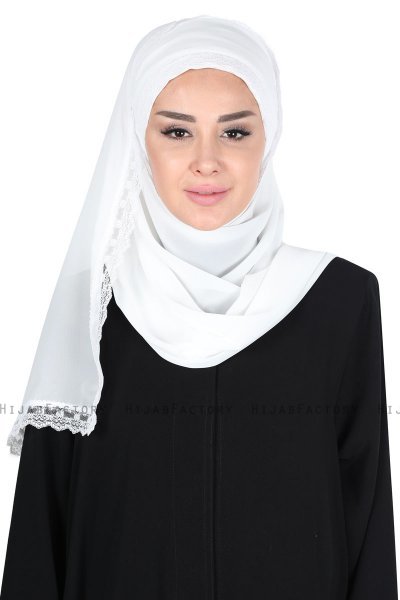Carin - White Practical Chiffon Hijab