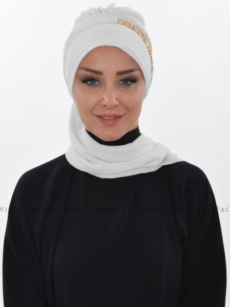 Carmen Offwhite Instant One-Piece Praktisk Hijab Ayse Turban 325424-1