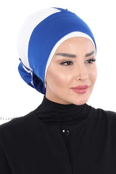 Clara - Blue & Creme Cotton Turban