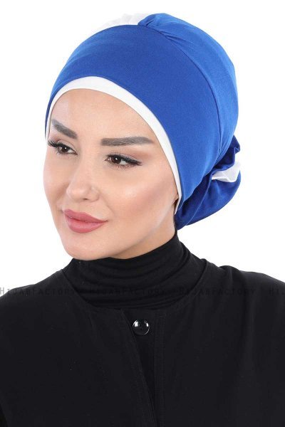 Clara - Blue & Creme Cotton Turban