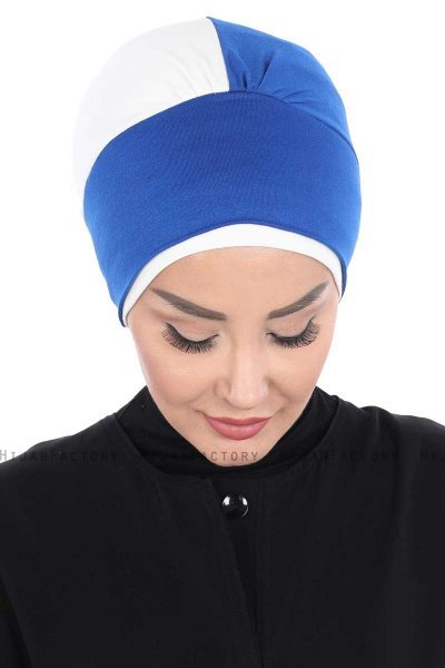 Clara - Blue & Creme Cotton Turban