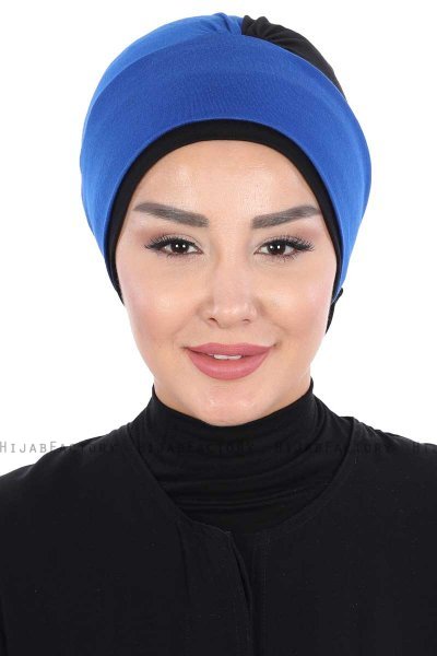 Clara - Blue & Black Cotton Turban