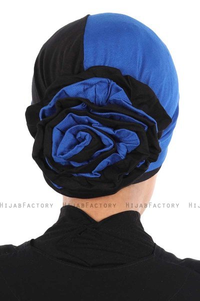 Clara - Blue & Black Cotton Turban