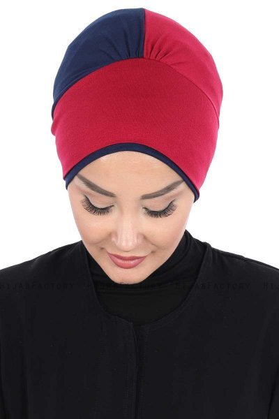 Clara - Bordeaux & Navy Blue Cotton Turban
