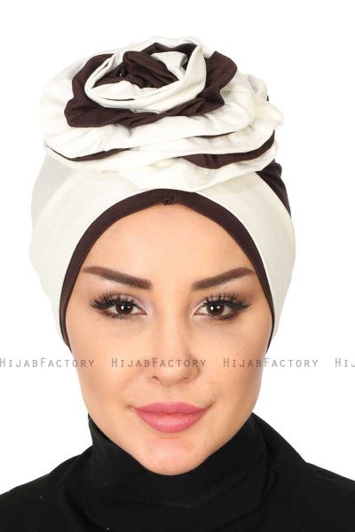 Clara - Creme & Brown Cotton Turban