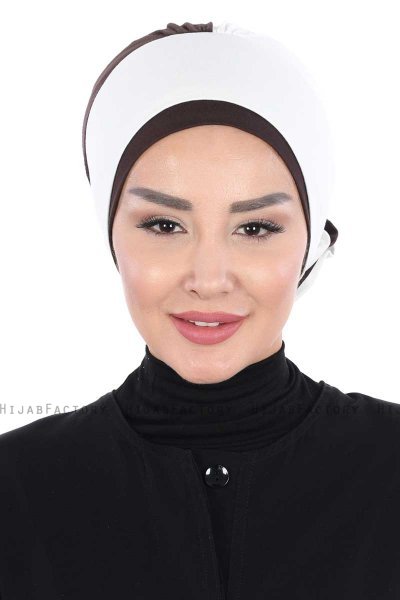 Clara - Creme & Brown Cotton Turban