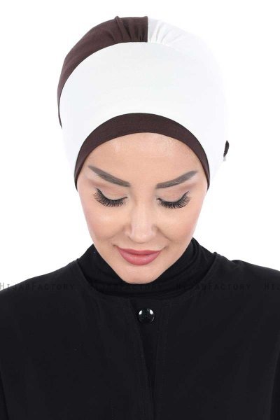 Clara - Creme & Brown Cotton Turban