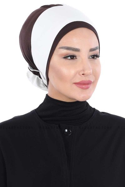 Clara - Creme & Brown Cotton Turban