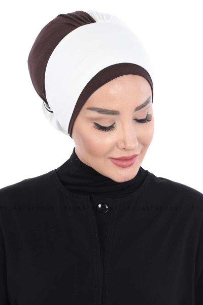 Clara - Creme & Brown Cotton Turban