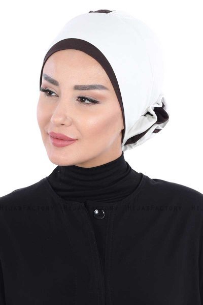 Clara - Creme & Brown Cotton Turban