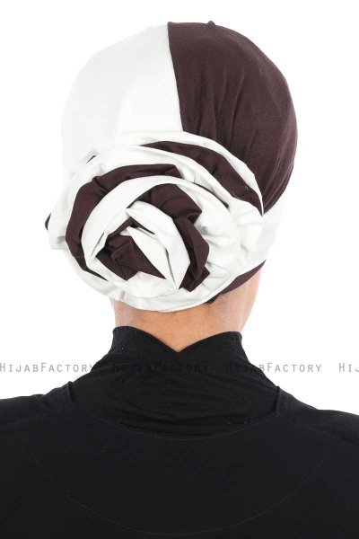 Clara - Creme & Brown Cotton Turban