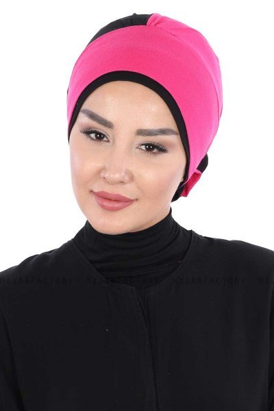 Clara - Fuchsia & Black Cotton Turban