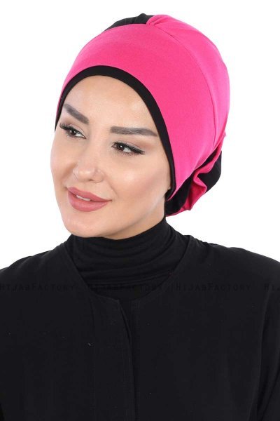 Clara - Fuchsia & Black Cotton Turban