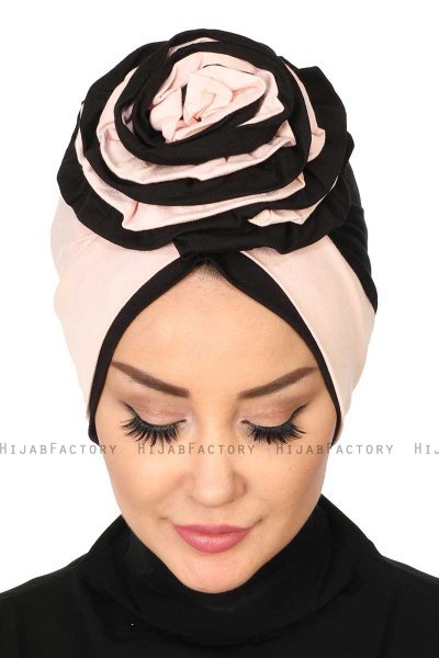 Clara - Dusty Pink & Black Cotton Turban