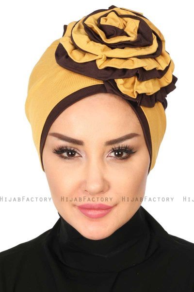 Clara - Mustard & Brown Cotton Turban