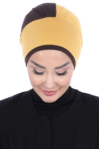 Clara - Mustard & Brown Cotton Turban