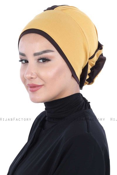 Clara - Mustard & Brown Cotton Turban