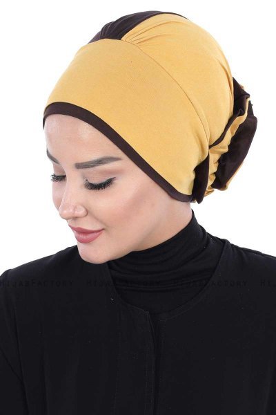 Clara - Mustard & Brown Cotton Turban