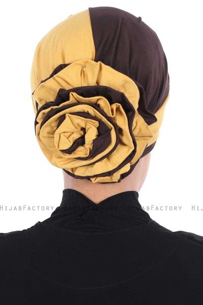 Clara - Mustard & Brown Cotton Turban