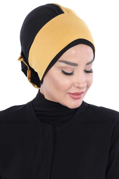 Clara - Mustard & Black Cotton Turban