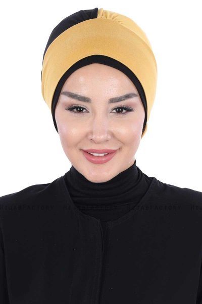 Clara - Mustard & Black Cotton Turban