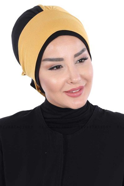 Clara - Mustard & Black Cotton Turban