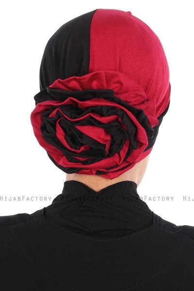 Clara - Black & Bordeaux Cotton Turban