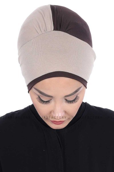 Clara - Taupe & Brown Cotton Turban