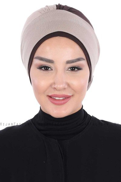 Clara - Taupe & Brown Cotton Turban