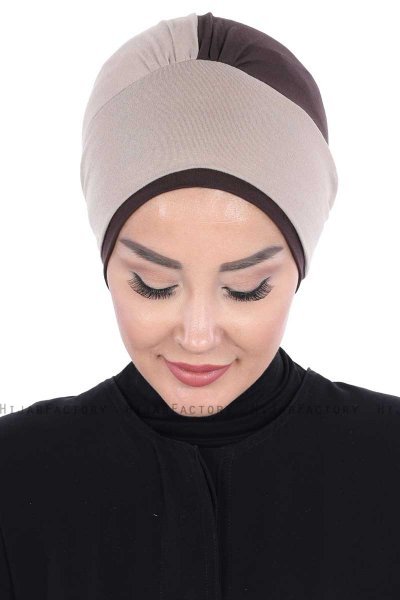 Clara - Taupe & Brown Cotton Turban