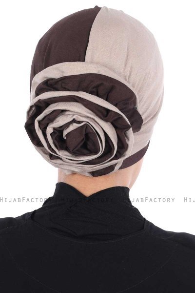 Clara - Taupe & Brown Cotton Turban
