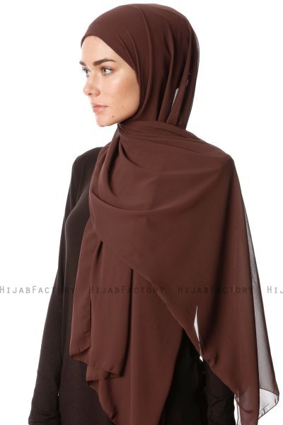 Derya - Brown Practical Chiffon Hijab