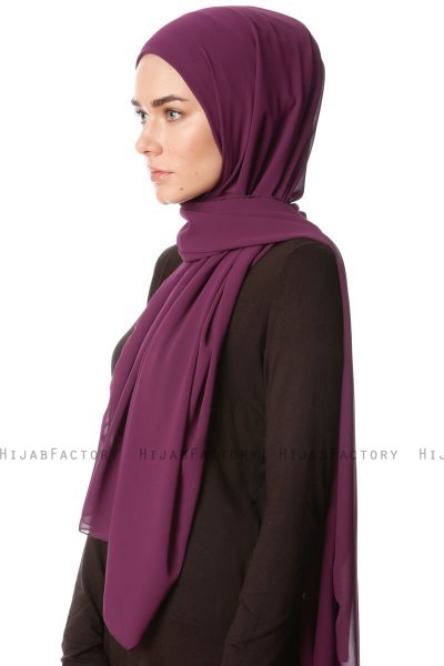 Derya - Dark Purple Practical Chiffon Hijab