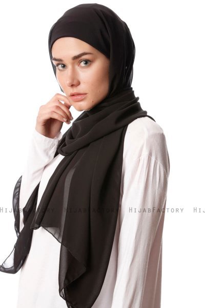 Derya - Black Practical Chiffon Hijab