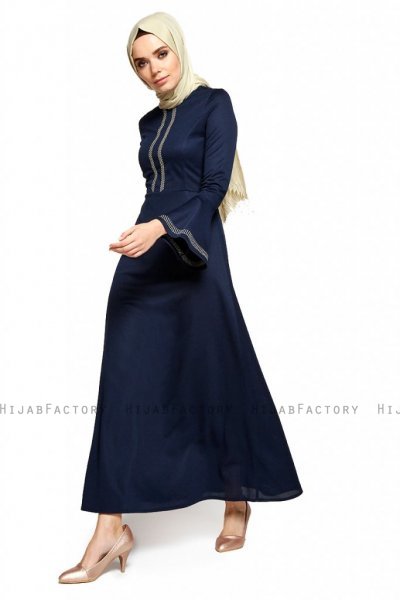 Deste - Navy Blue Dress - Miss Halima