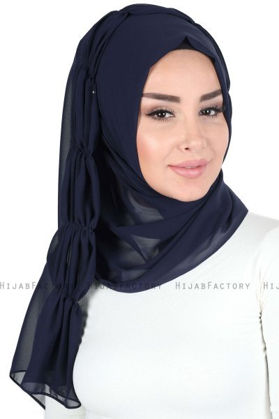 Disa - Navy Blue Practical Chiffon Hijab