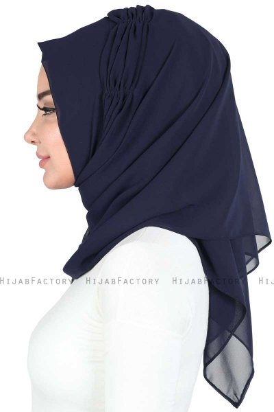 Disa - Navy Blue Practical Chiffon Hijab