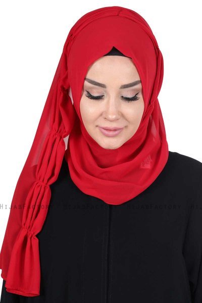 Disa - Red Practical Chiffon Hijab