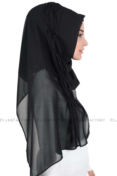 Disa - Black Practical Chiffon Hijab